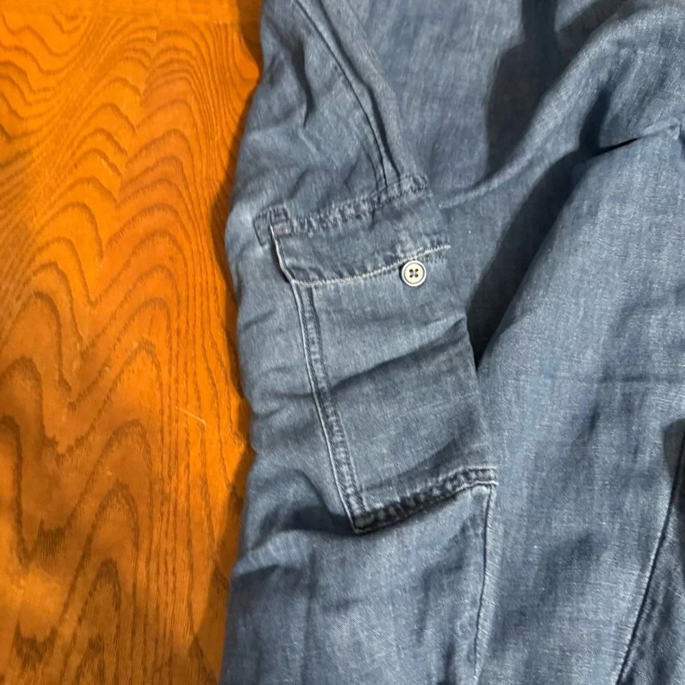 Lucy & Yak Rumi Cargo Denim Balloon Pants UK 24 or US 20 Elastic Waist Pull-on - Picture 6 of 15